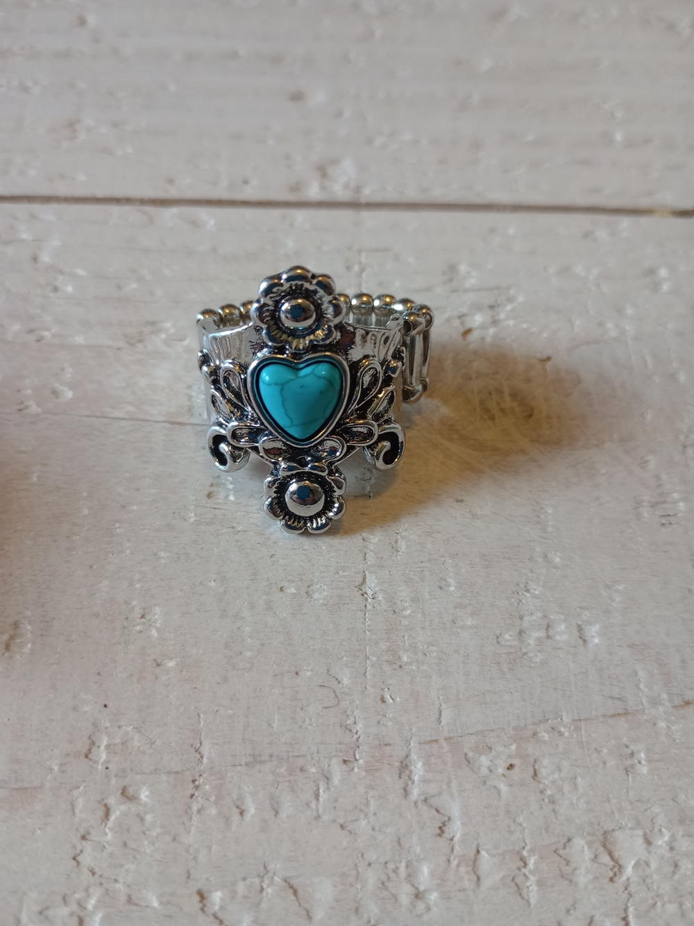 paparazzi Silver-Tone Ring with Turquoise Heart Accent